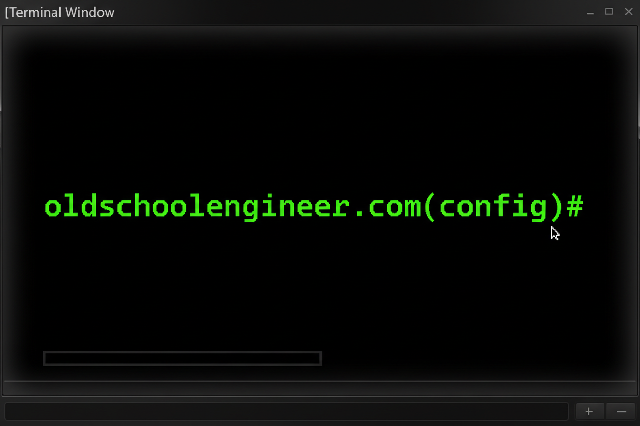 Old School Engineer CLI Logo - oldschoolengineer.com(config)#